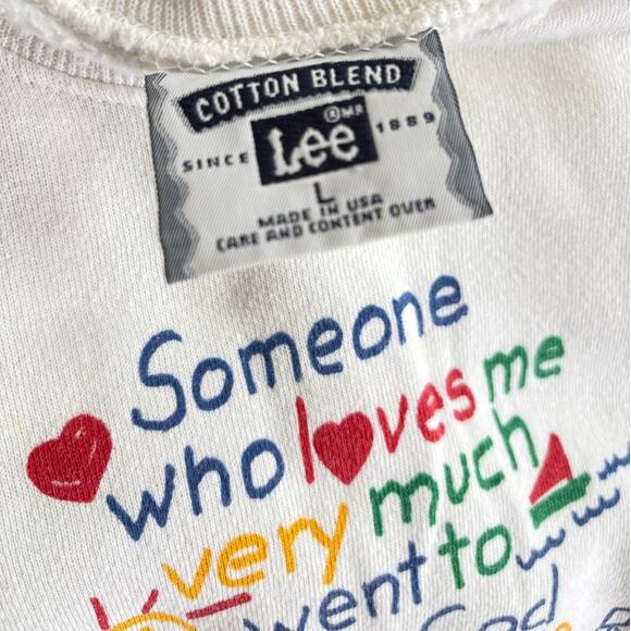 USA made cotton blend Kids Lee Cape Cod 1990s sweatshirt vintage big print Large - Picture 2 of 9